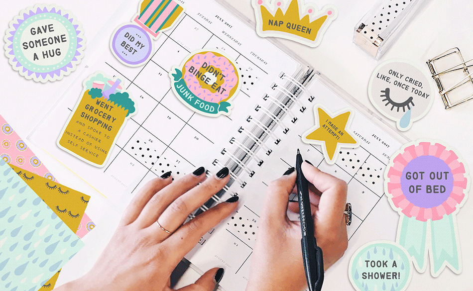 Anxiety and Self Care Clip Art, perfect for Planner Stickers!
